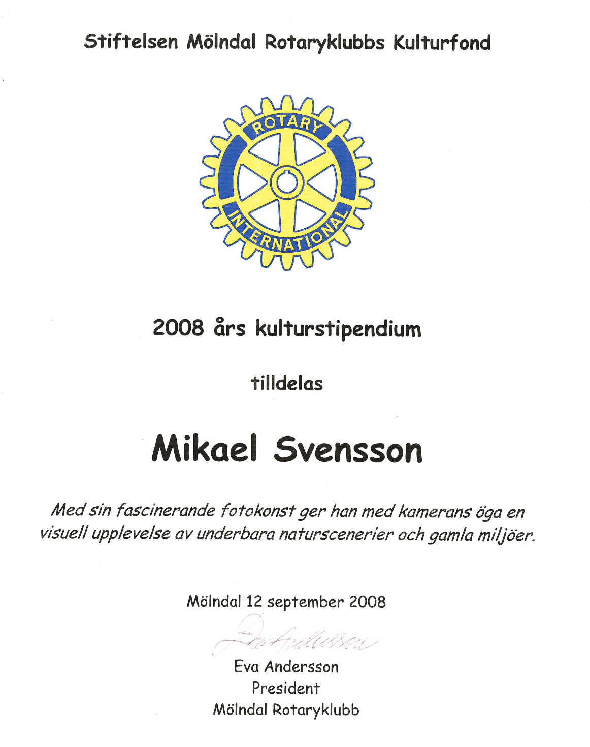 2008 års kulturstipendium