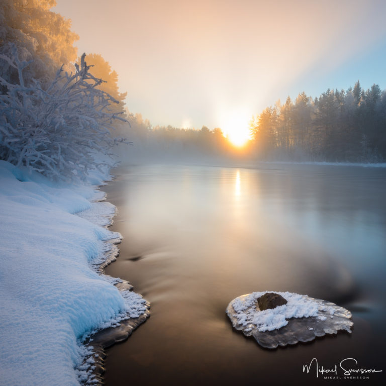 Soluppgång vid Österdalälven, Älvdalen.