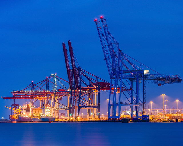 Skandiahamnen i skymning, Göteborg. Foto: Mikael Svensson