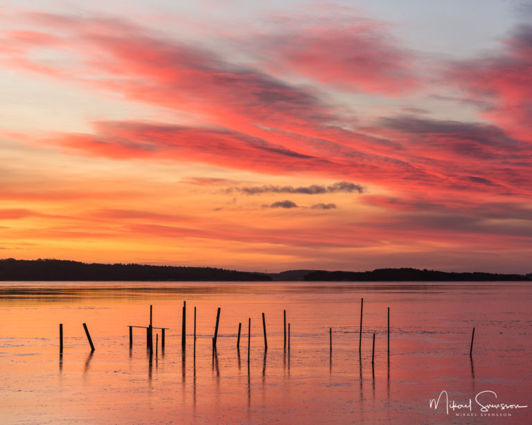 Soluppgång i Kungsbackafjorden, Onsala.