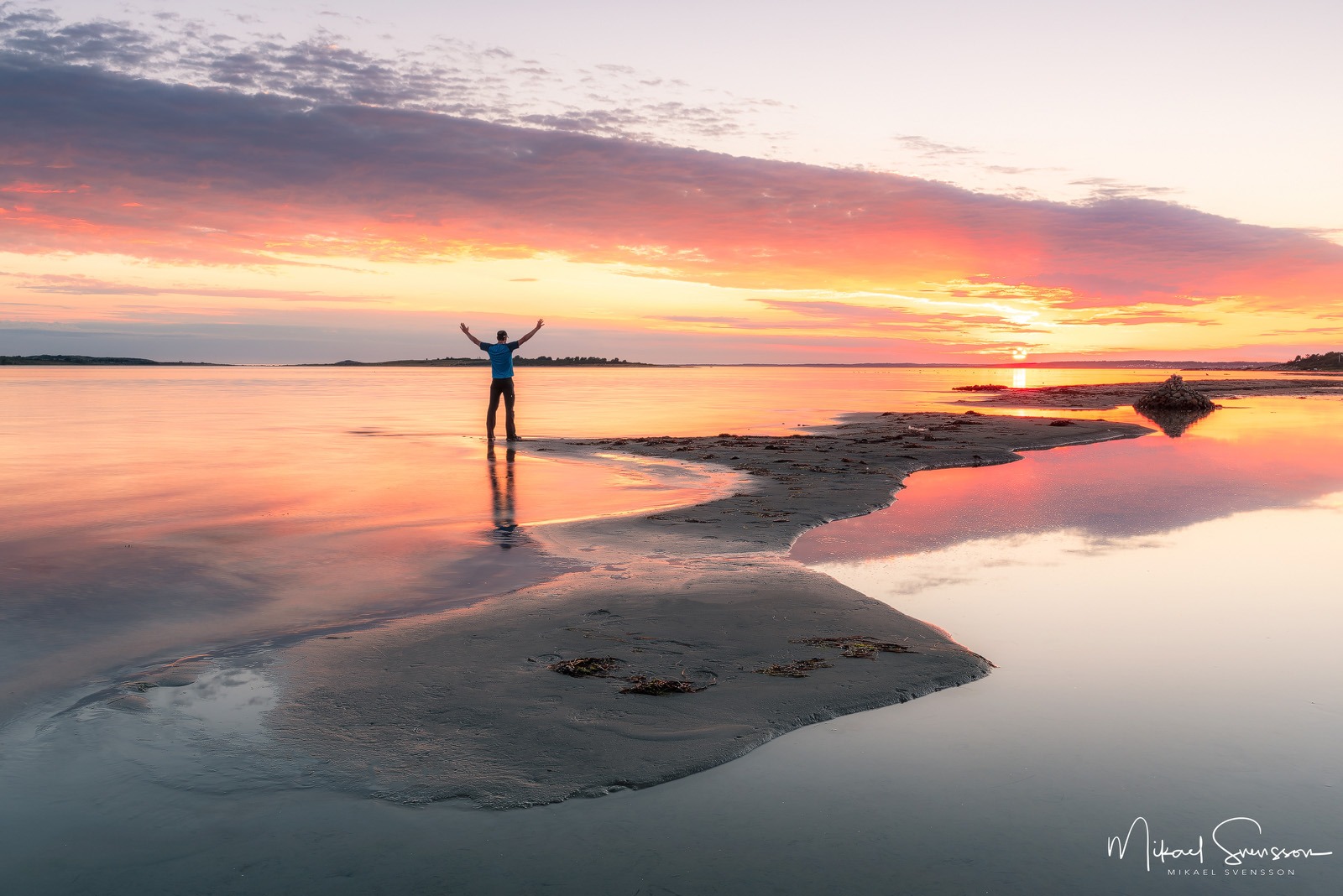 Solnedgång vid Stråvalla, Varbergs kommun.