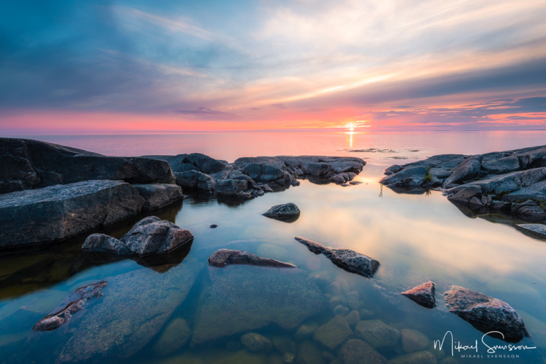 Solnedgång vid Vänern, Baggerud. Foto: Mikael Svensson