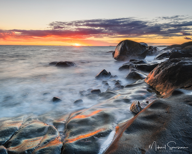 Solnedgång vid Getterön, Halland. Foto: Mikael Svensson