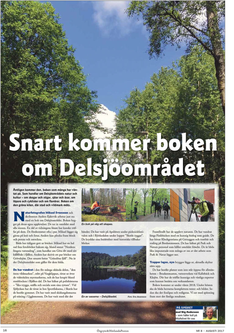 Snart kommer boken om Delsjöområdet