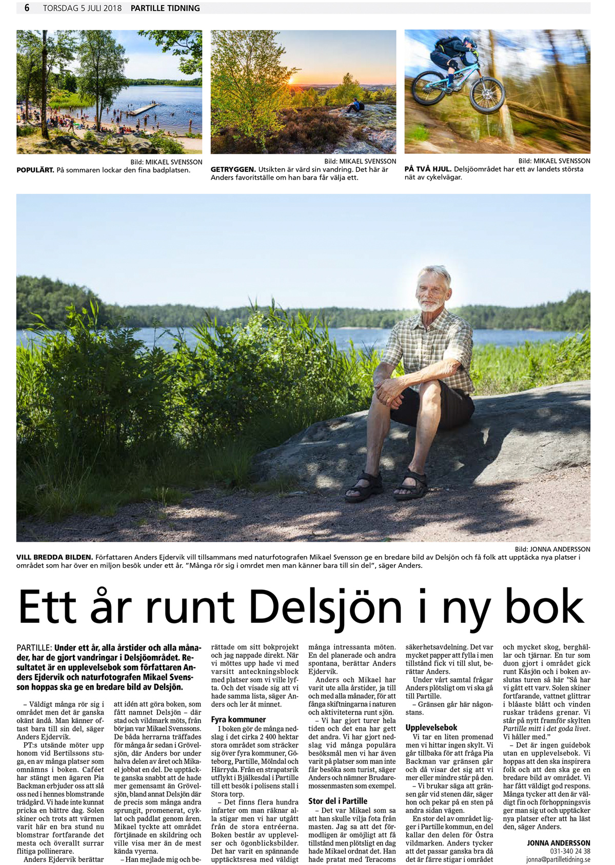 Ett år runt Delsjön i ny bok Ett år runt Delsjön i ny bok. Partille tidning 5 juli 2018.