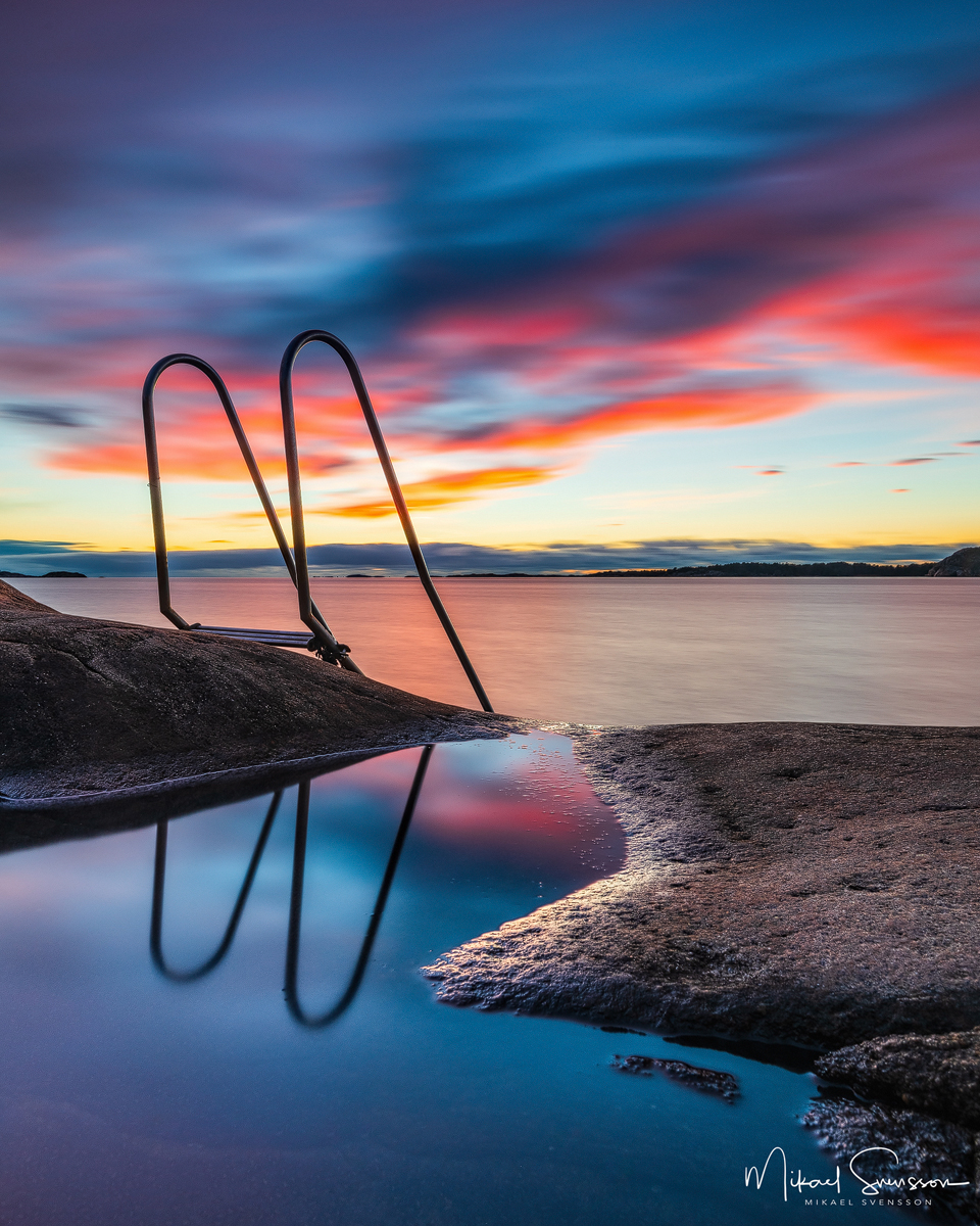 Solnedgång vid Hovås badplats, Göteborg. Foto: Mikael Svensson, www.mikaelsvensson.com