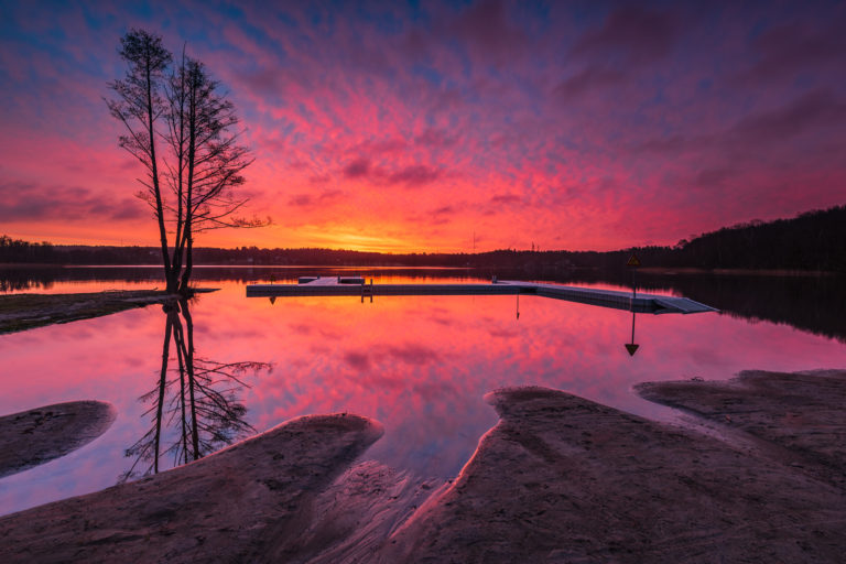 Soluppgång vid Tulebosjön, Kållered.