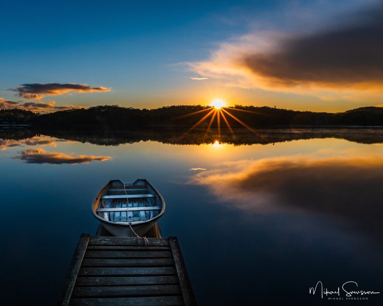 Soluppgång vid Stensjön, Mölndal.