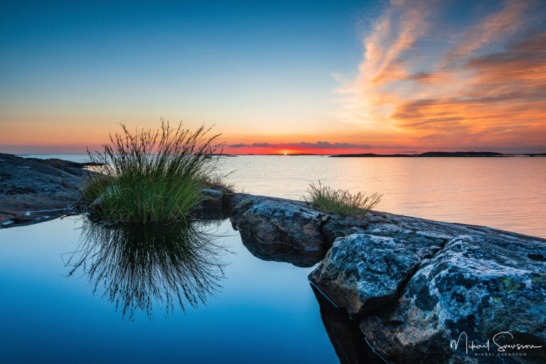 Solnedgång vid Vallda Sandö, Halland, Sweden. Foto: Mikael Svensson, www.mikaelsvensson.com