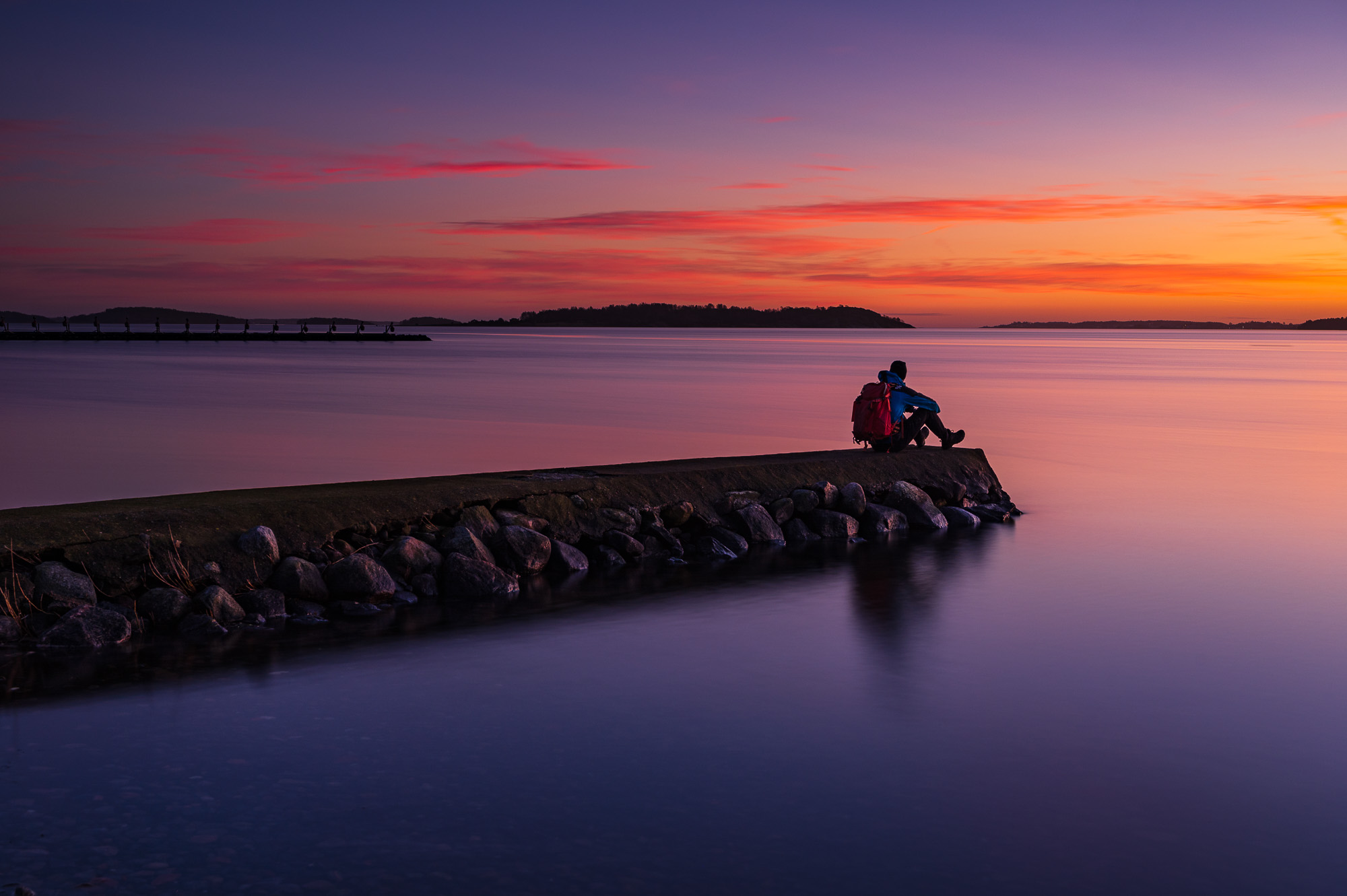 Solnedgång vid Hanhals holme, Halland.
