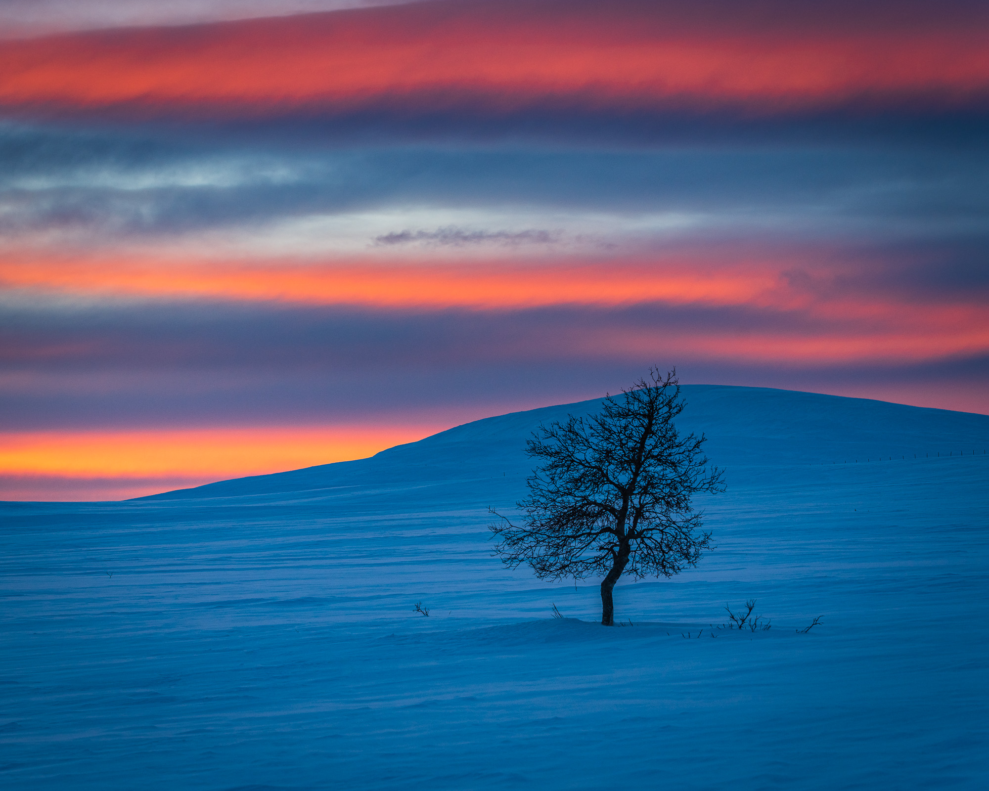 Solnedgång vid Grövelsjöfjällen, Dalarna.