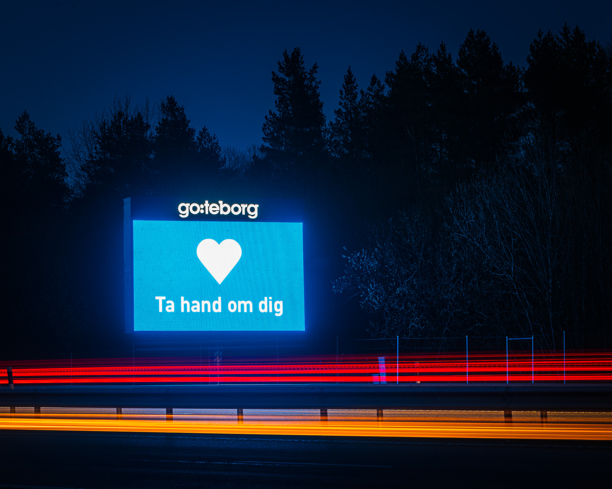 Ta hand om dig uppmaning vid E6, Lindome.