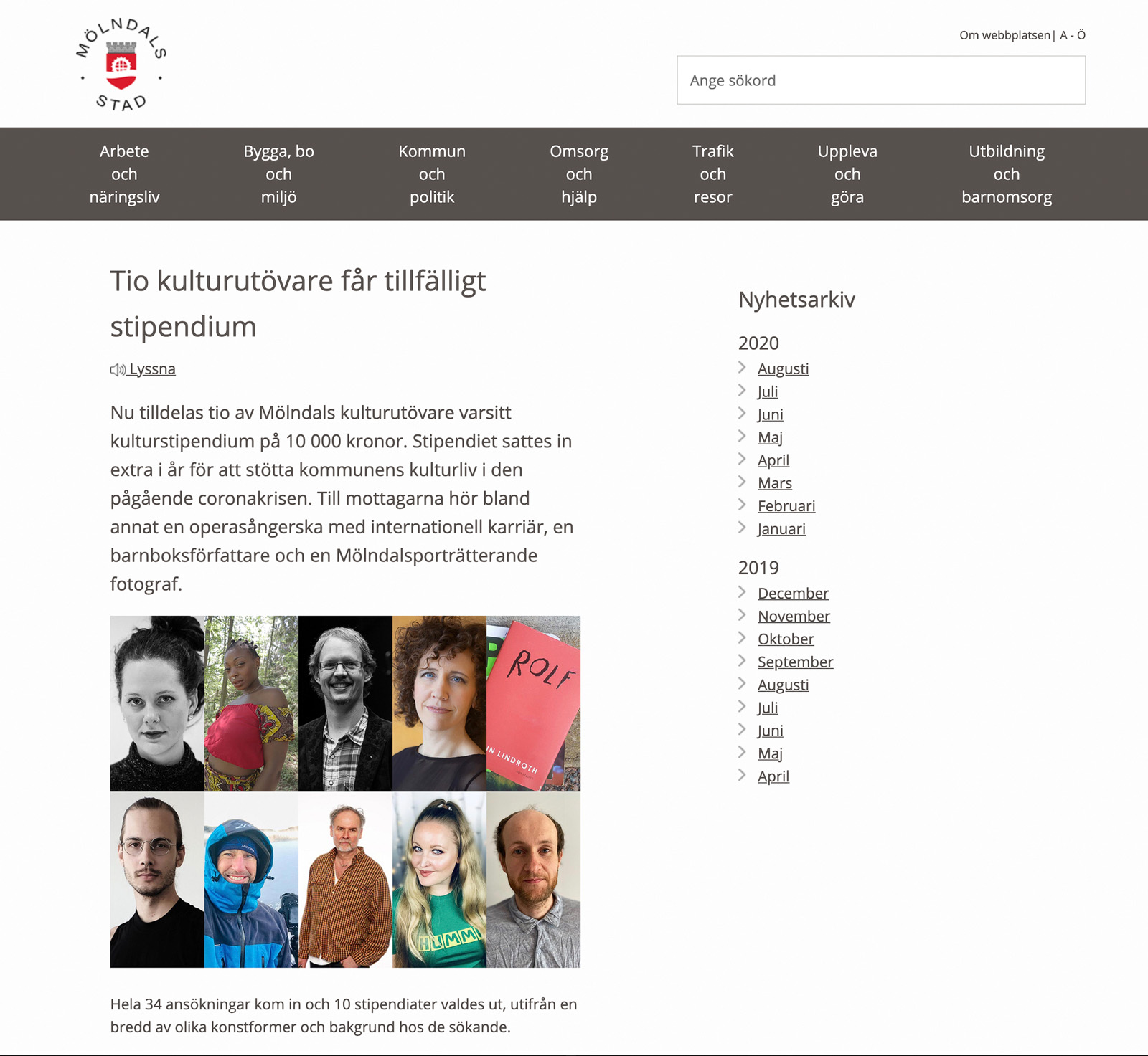 Tio kulturutövare får tillfälligt stipendium och jag var en av de tio