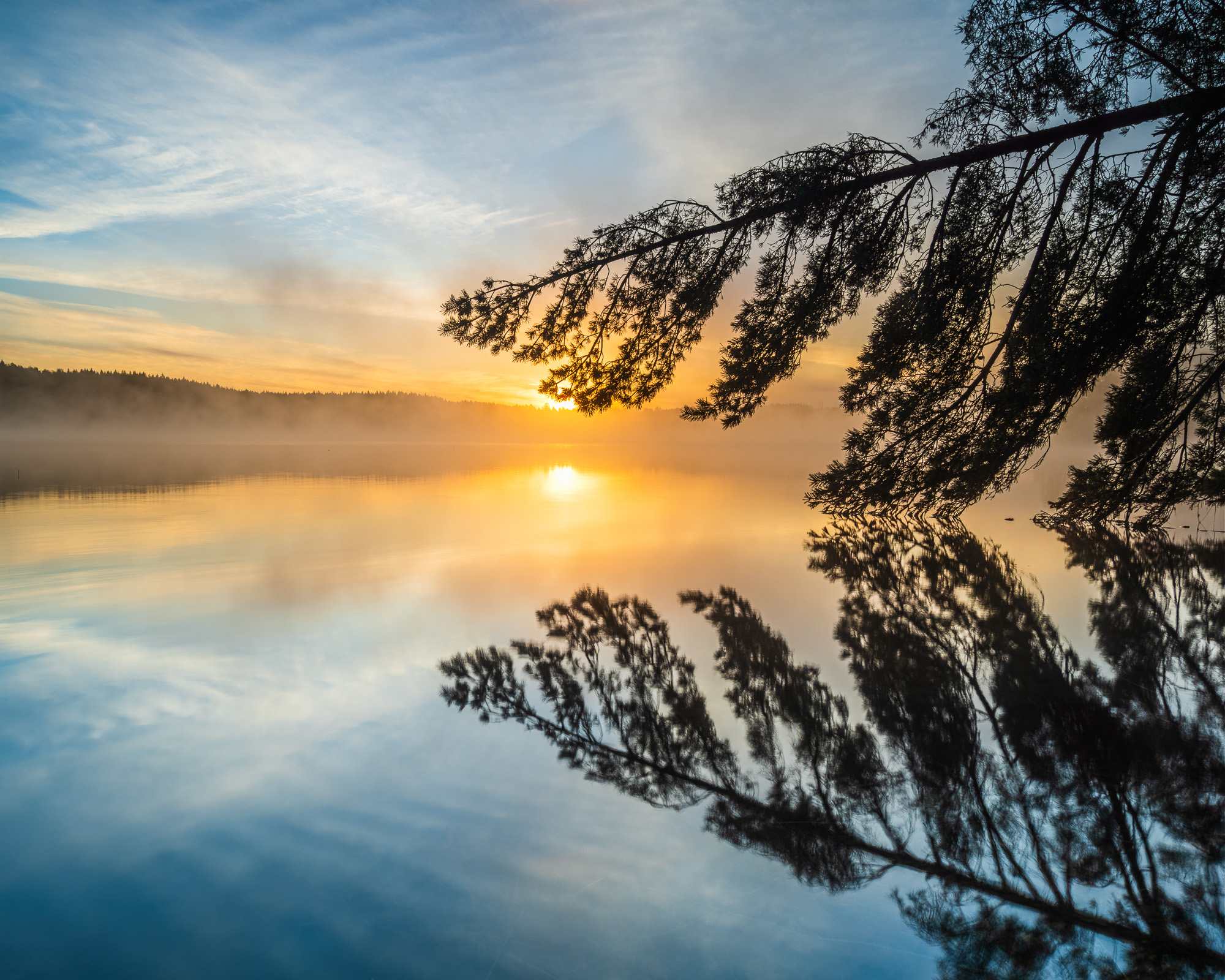 Soluppgång vid Finnsjön, Härryda kommun