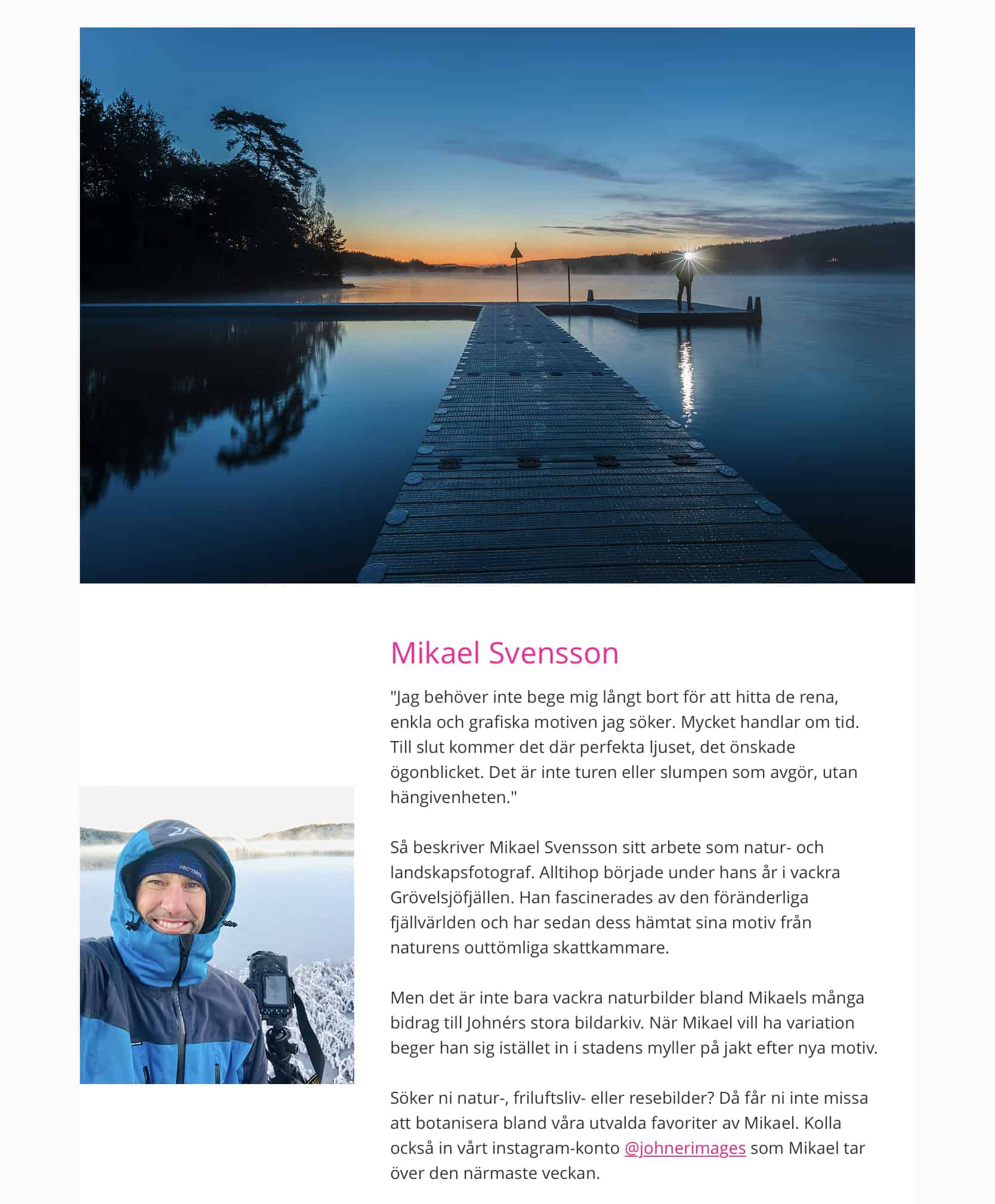 Månadens Johnér fotograf - Mikael Svensson