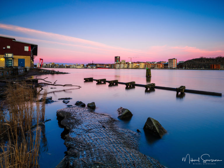Gryning vid Göta Älv. Fiskhamnen, Göteborg.