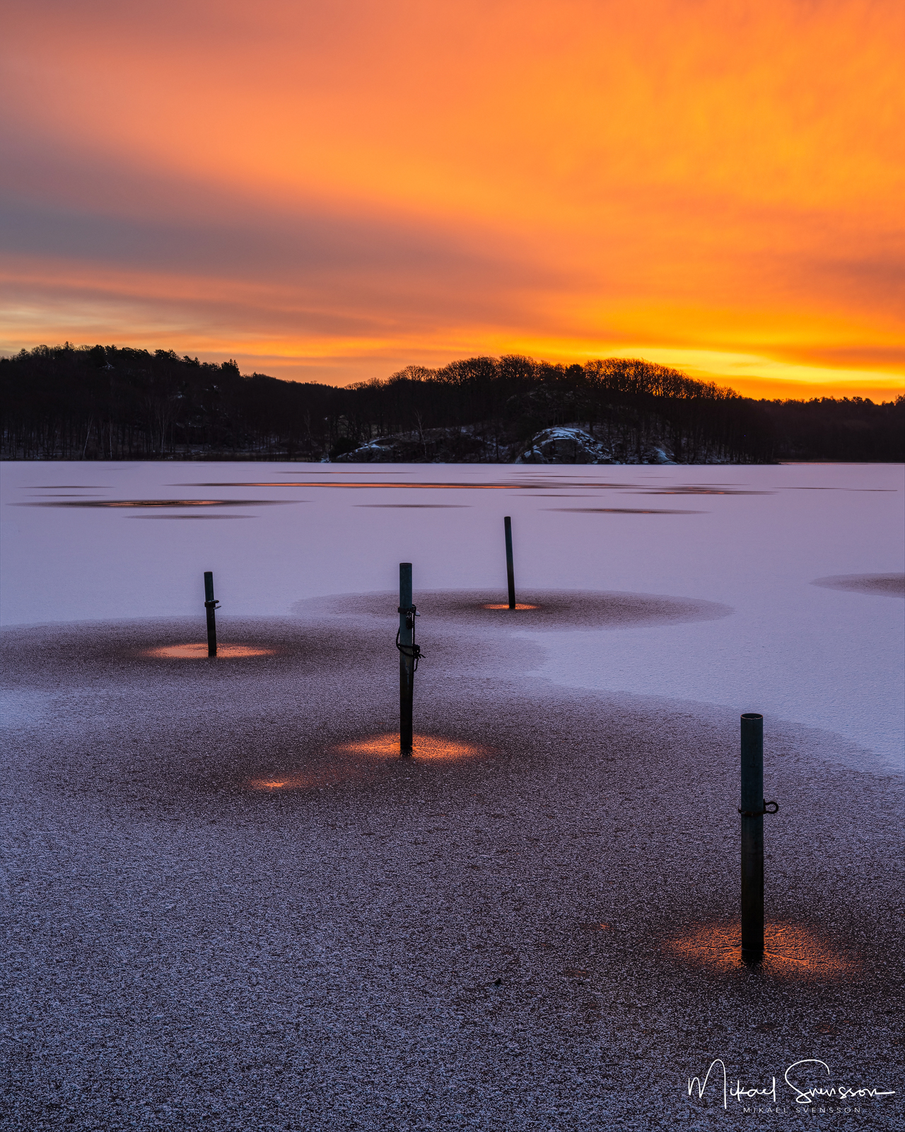 Soluppgång vid Stensjön, Mölndal.