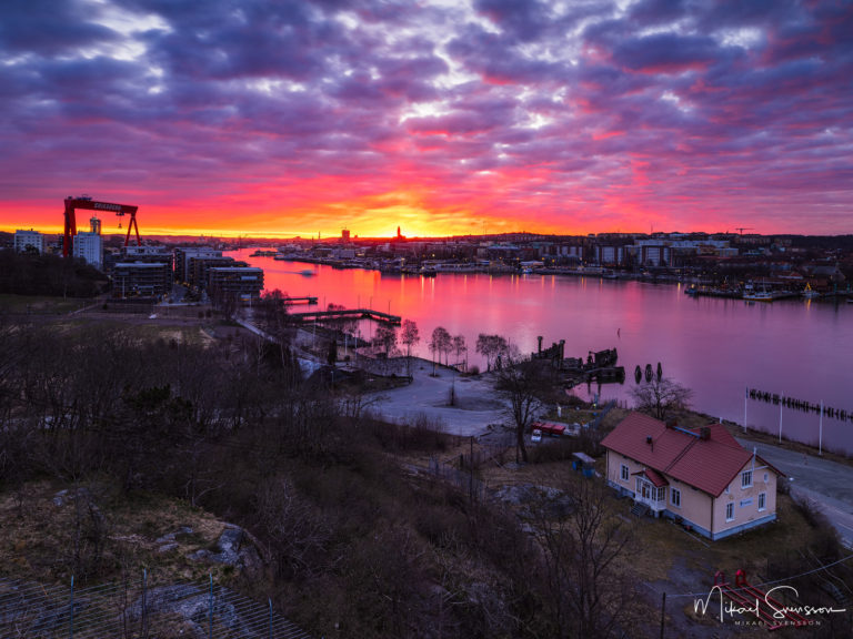 Vacker soluppgång över Göteborg