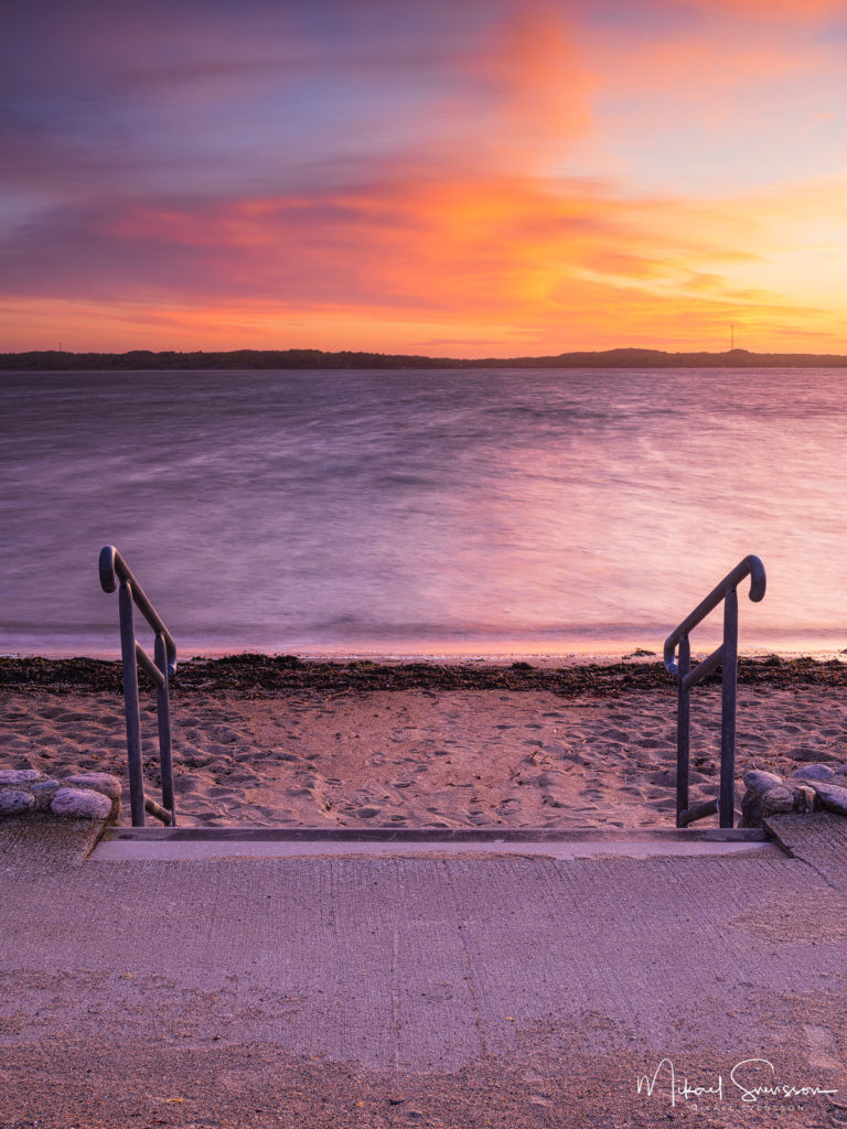 Solnedgång vid Sillvik badstrand, Hisingen.