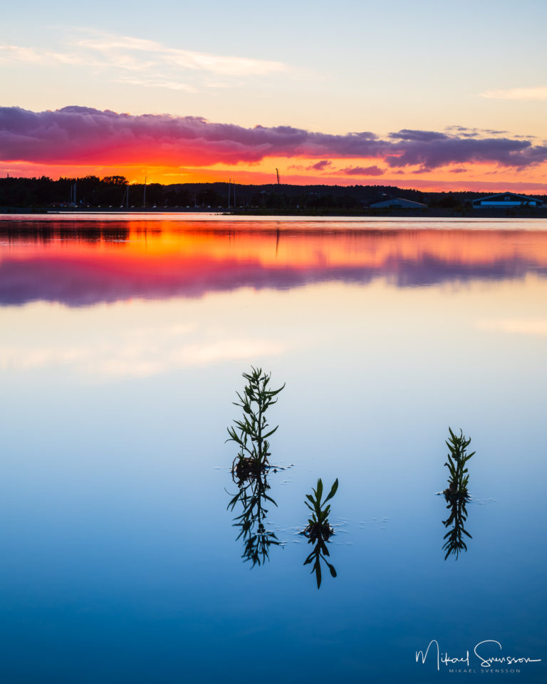 Solnedgång vid Torslandaviken, Hisingen.