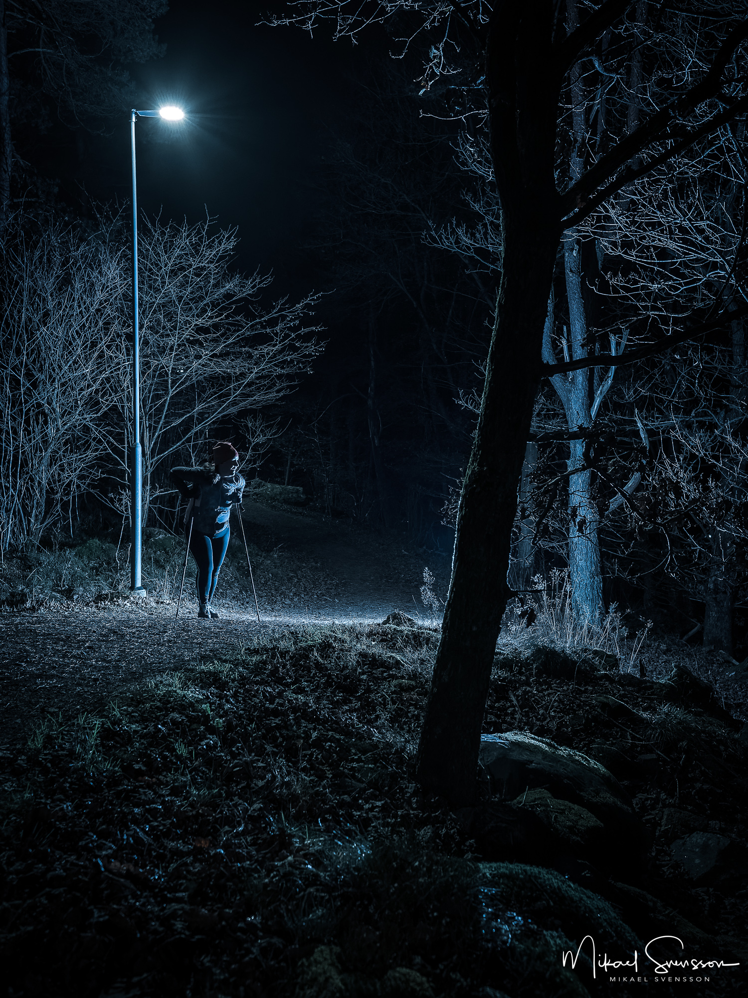 Stavgångare vid Peppareds elljusspår, Mölndal.