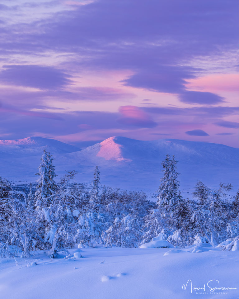 Solnedgång i Grövelsjöfjällen, Dalarna.