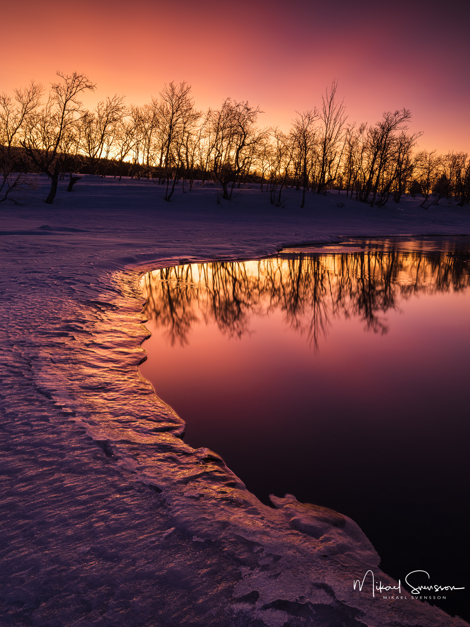 Soluppgång vid Grövlan, Dalarna.