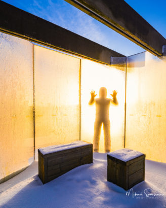 Siluett av människa vid Eriksberg, Hisingen.