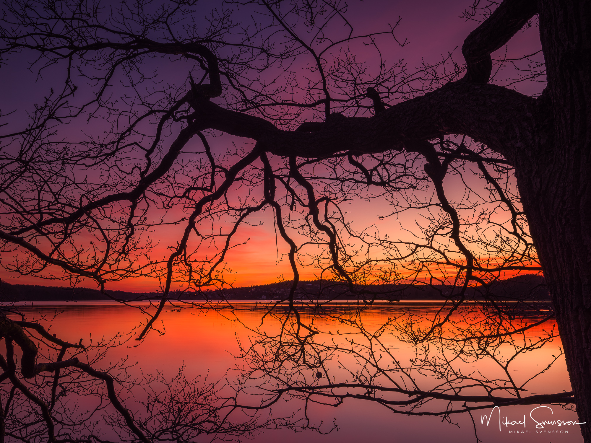 Solnedgång vid Rådasjön, Härryda kommun.