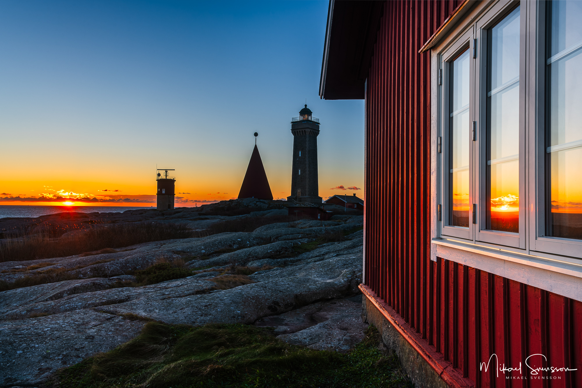 Solnedgång vid Vinga fyr, Göteborg.