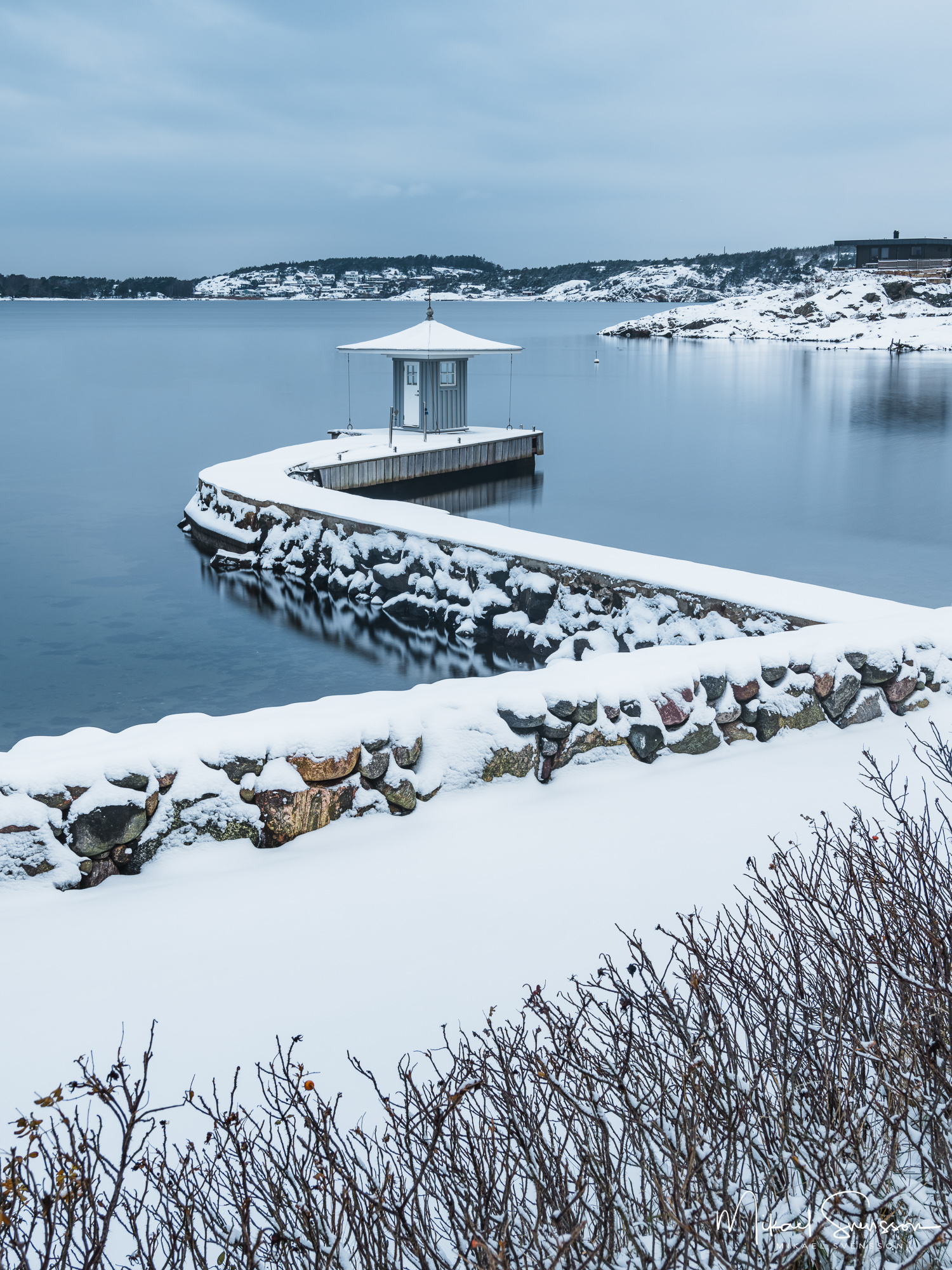 Båthus på pir vid Brottkärr, Göteborg.
