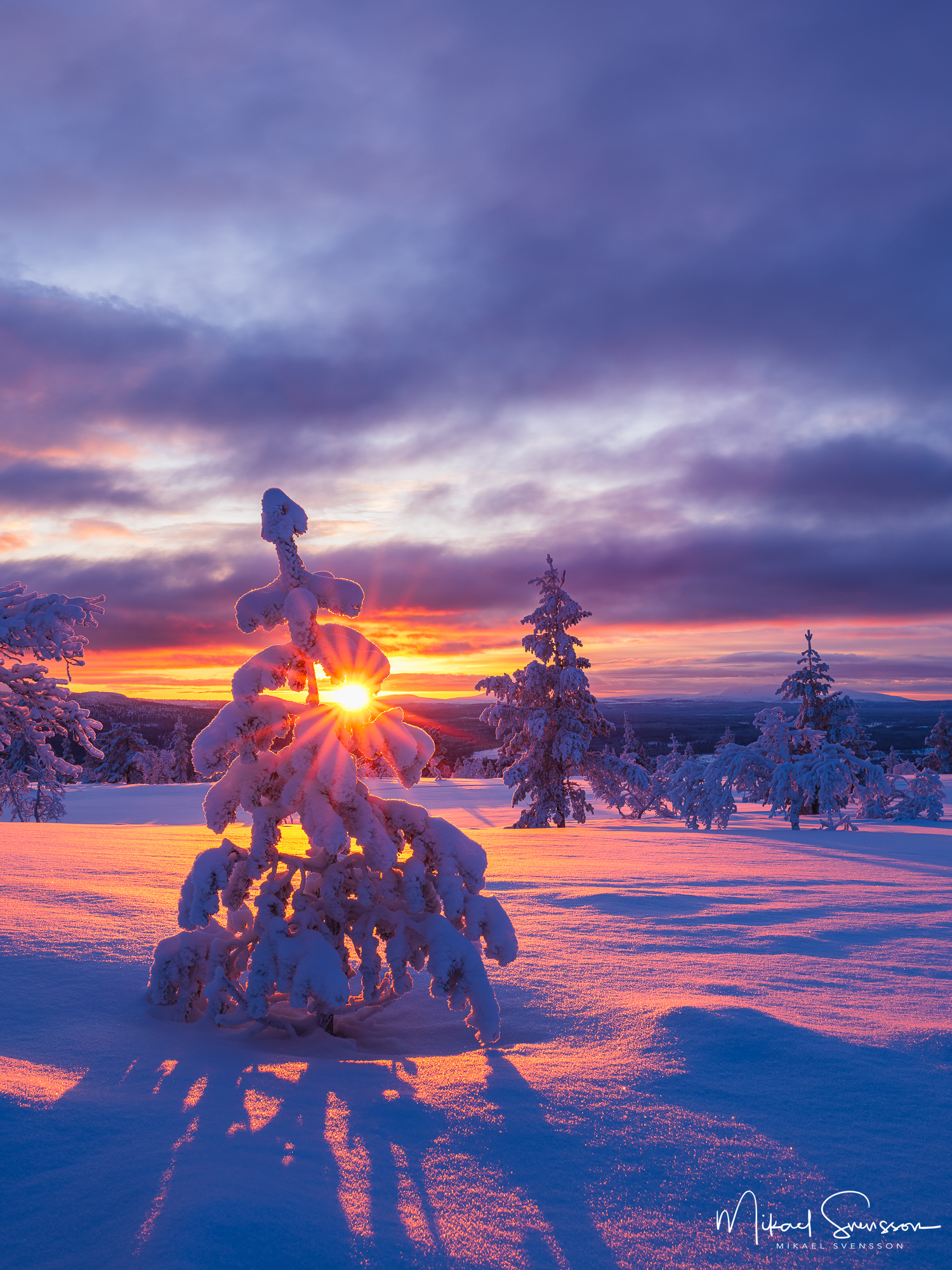 Solnedgång vid Lofsdalsfjällen. Foto: Mikael Svensson , www.mikaelsvensson.com