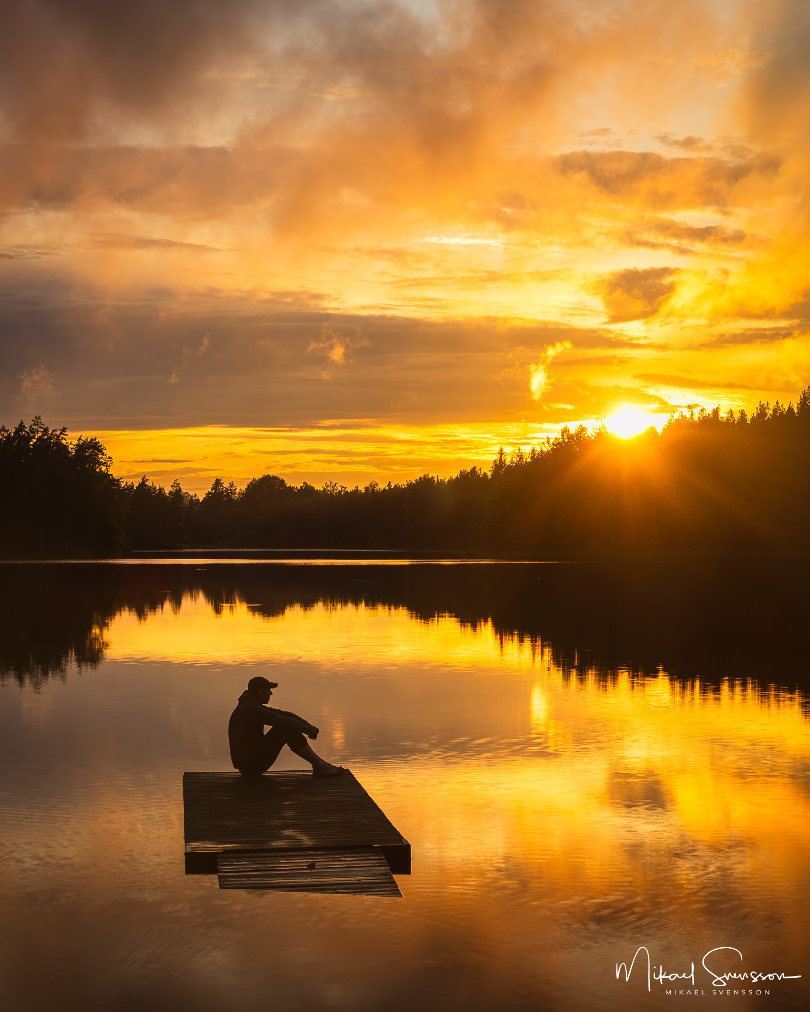 Solnedgång vid sjön Stärringen, Oskarhamns kommun