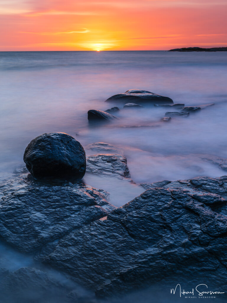 Solnedgång vid Åsa, Kungsbacka kommun, Halland.