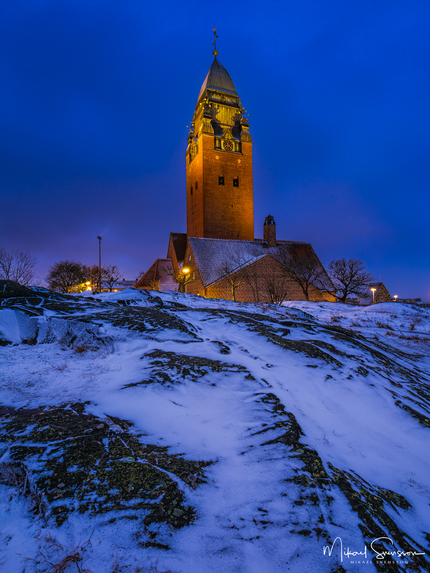 Vinter vid Masthuggskyrkan, Göteborg.