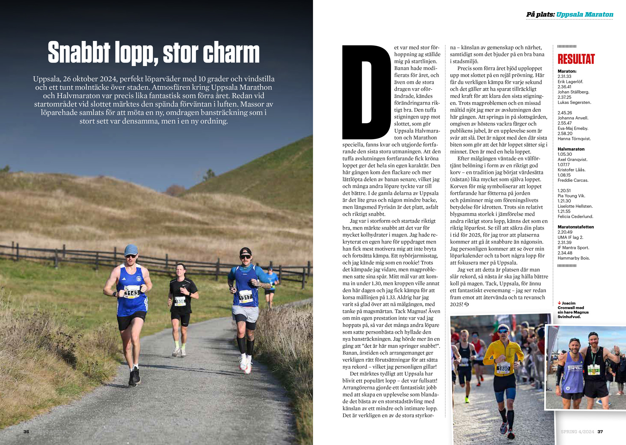 Bild i tidningen Spring från Uppsala Maraton.