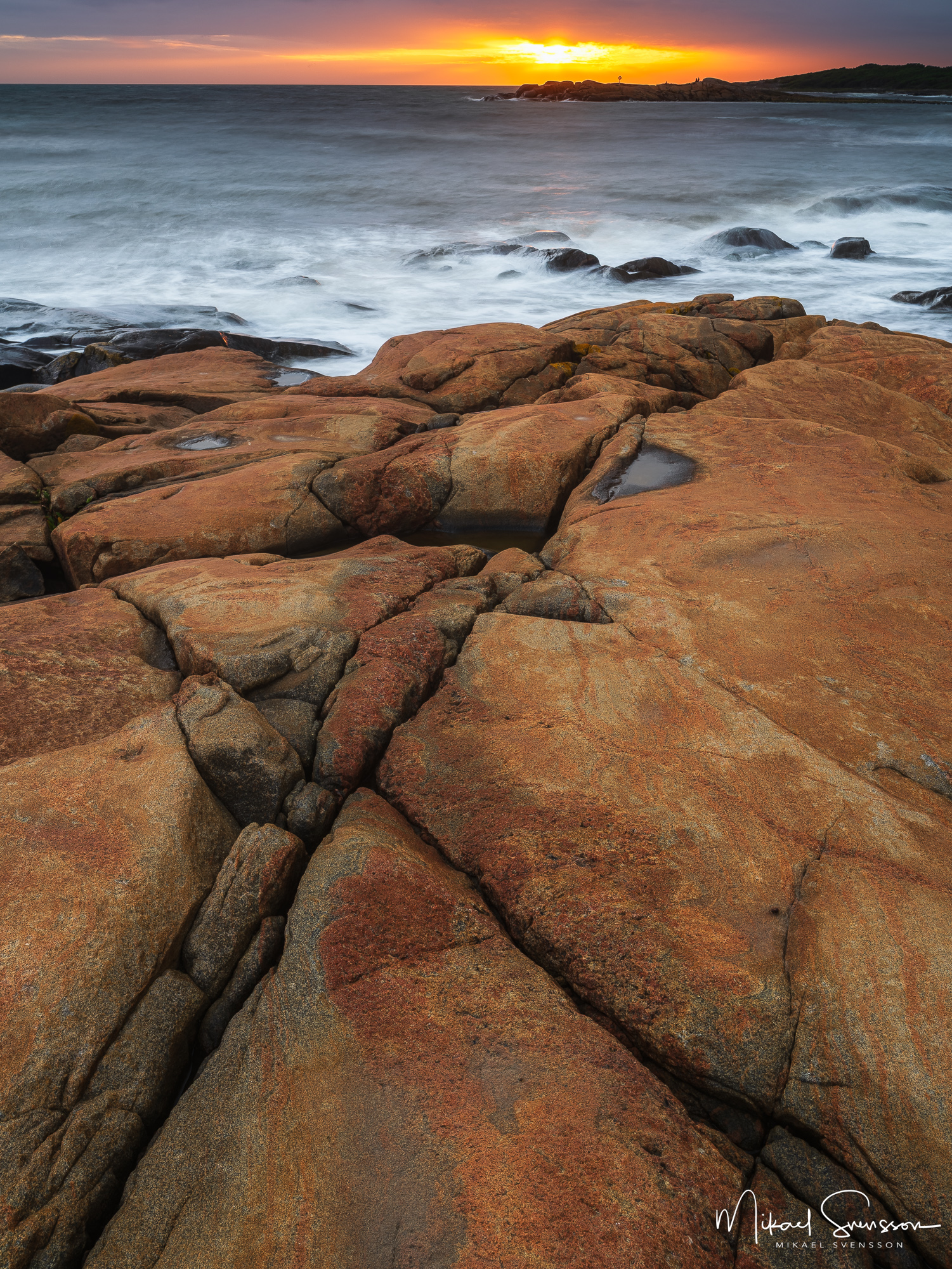 Solnedgång vid Steninge, Halmstads kommun.