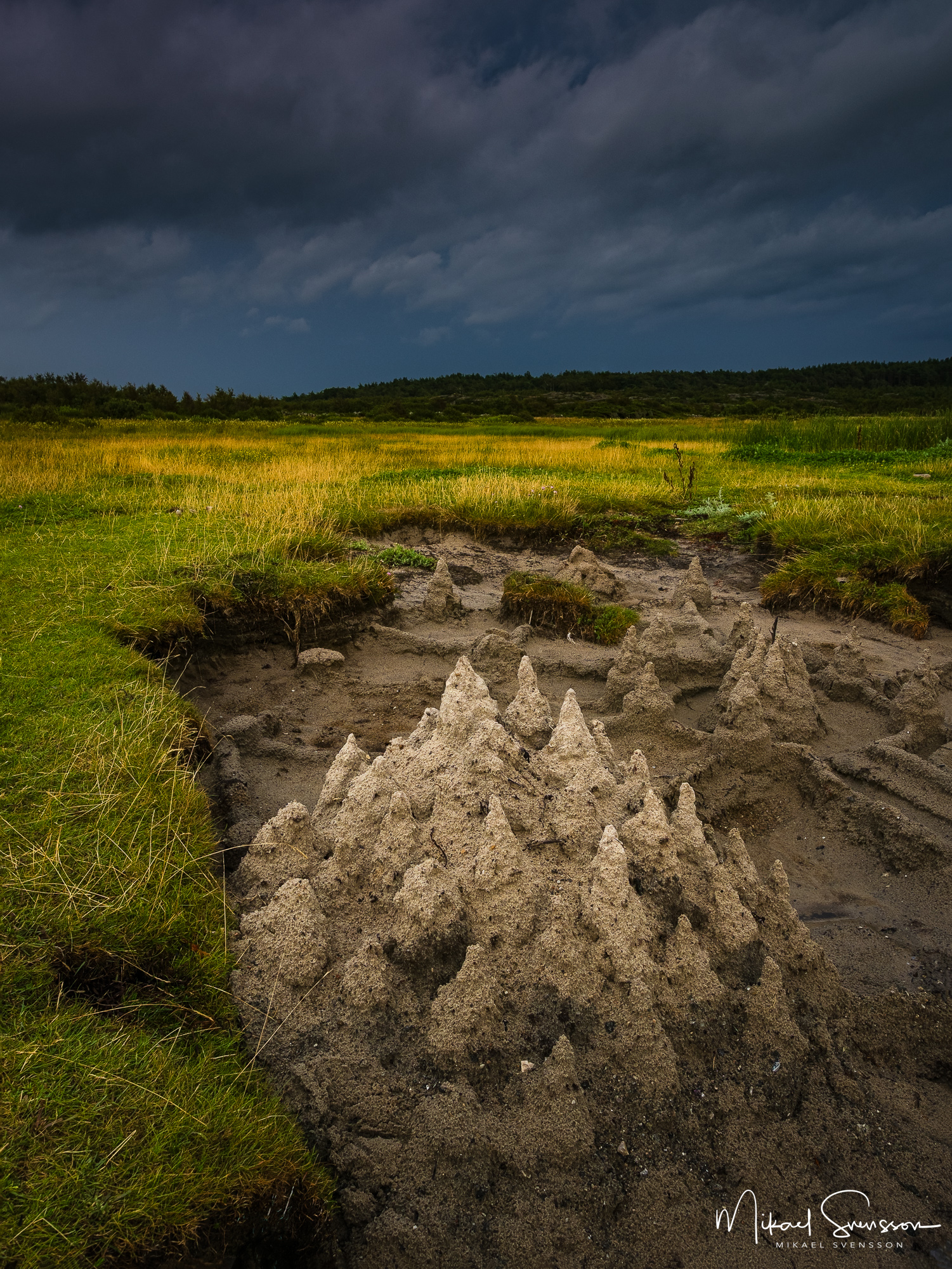 Sandslott vid Vallda Sandö naturreservat.