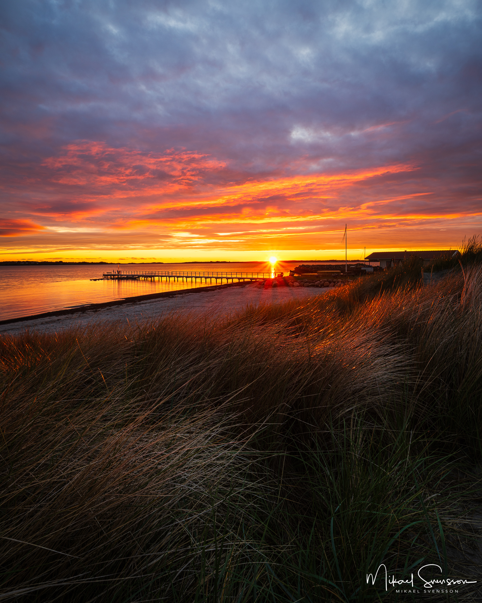 Solnedgång vid Stråvalla strand, Varbergs kommun.
