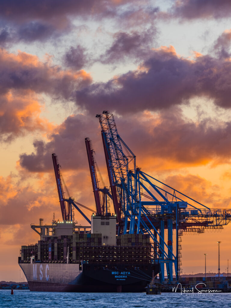 MSC ADYA containerfartyg i Skandiahamnen, Göteborg